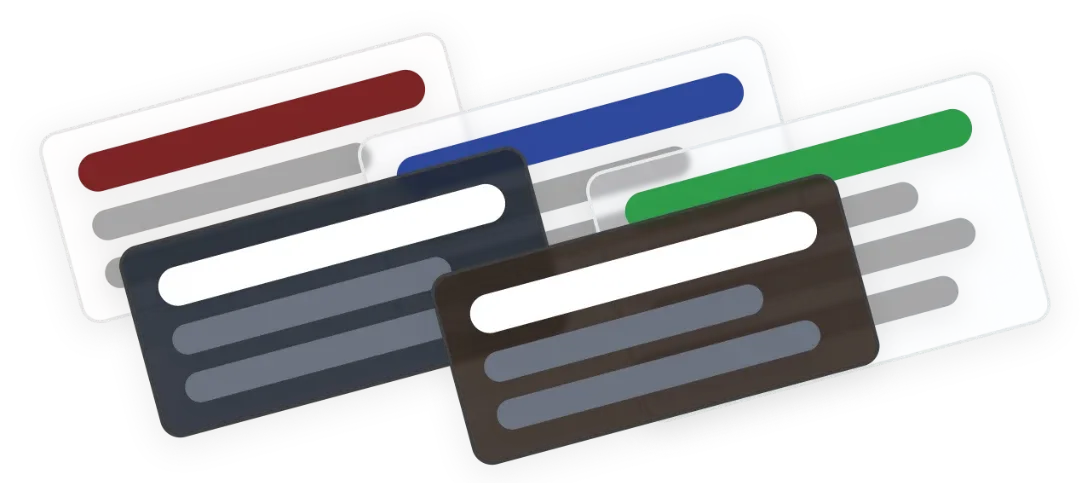 Eine Illustration von mehreren abstrakten Karten in verschiedenen Farbenkombinationen.